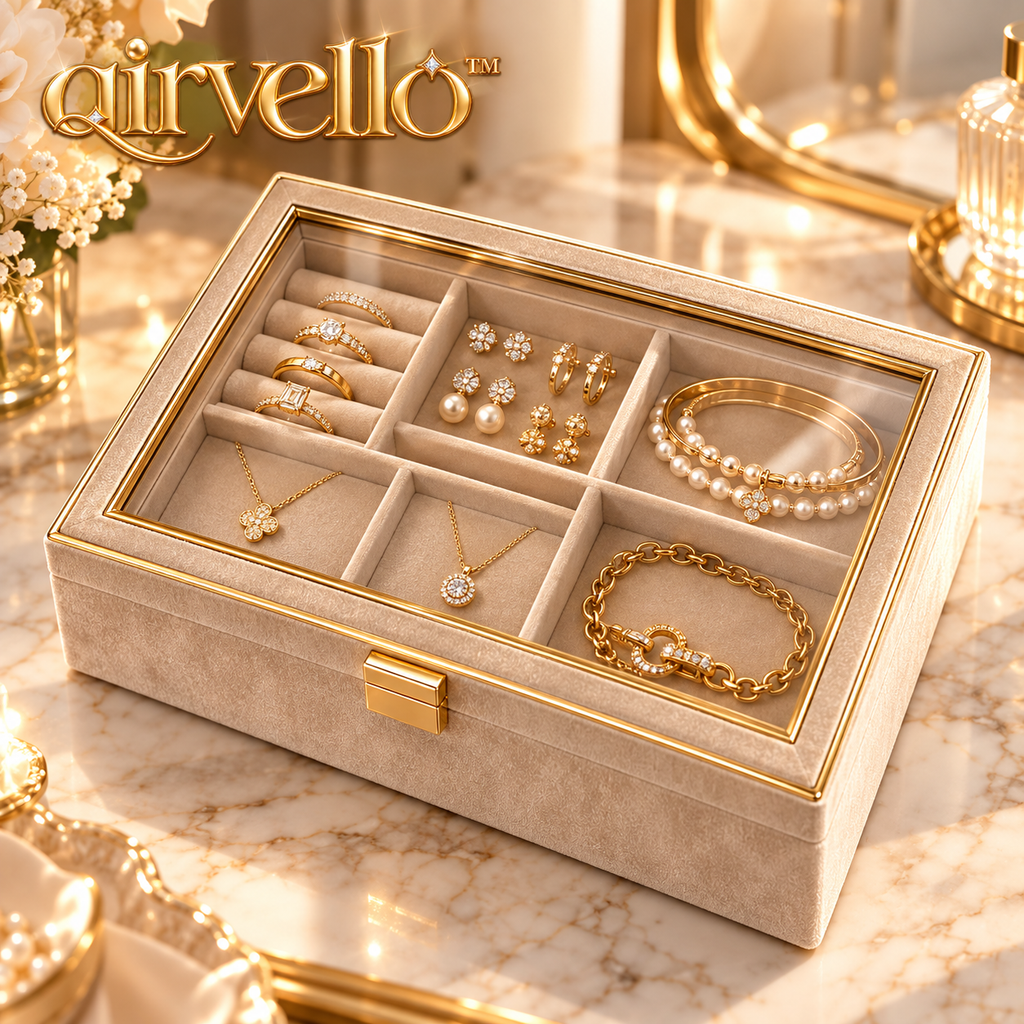 Velvet Jewelry Box with Glass Lid — view 1