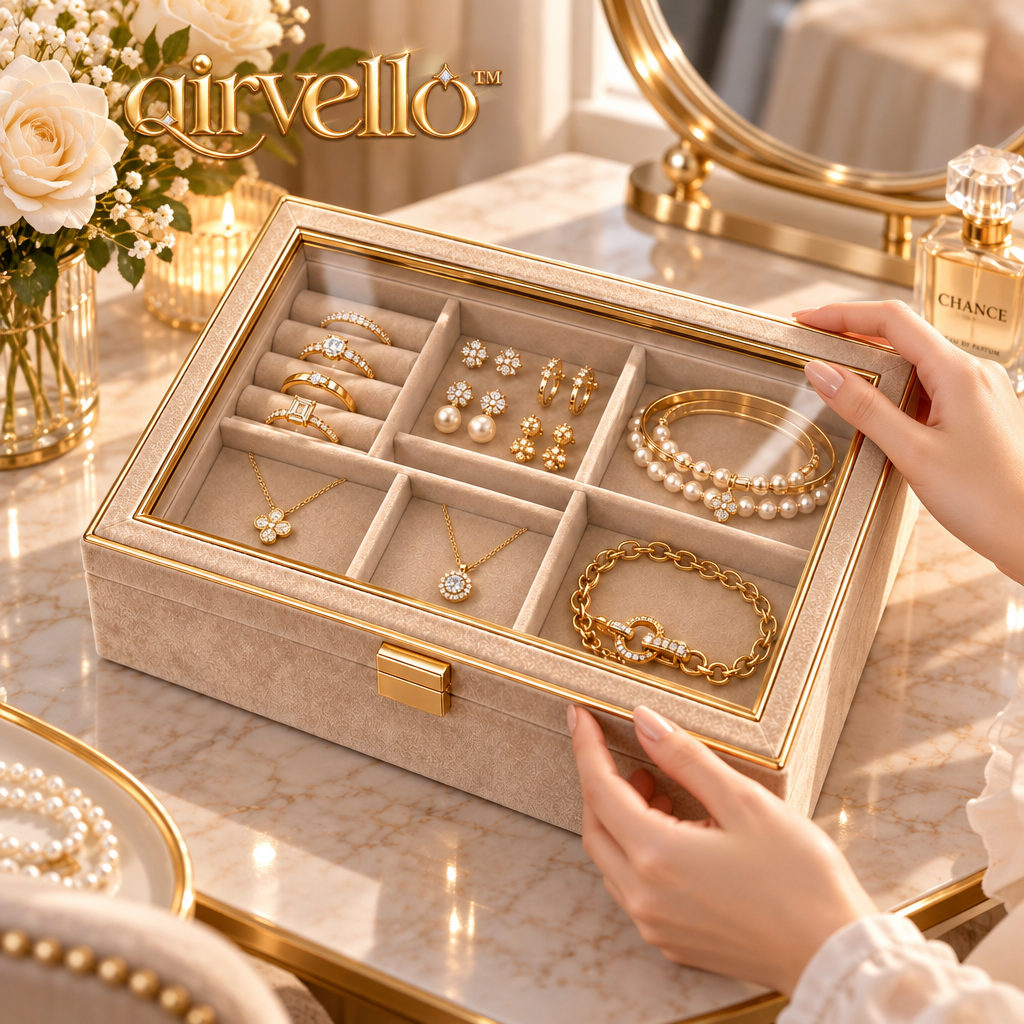 Velvet Jewelry Box with Glass Lid — view 3