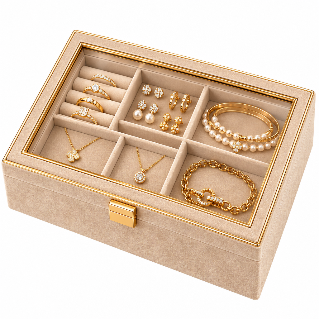 Velvet Jewelry Box with Glass Lid — view 5
