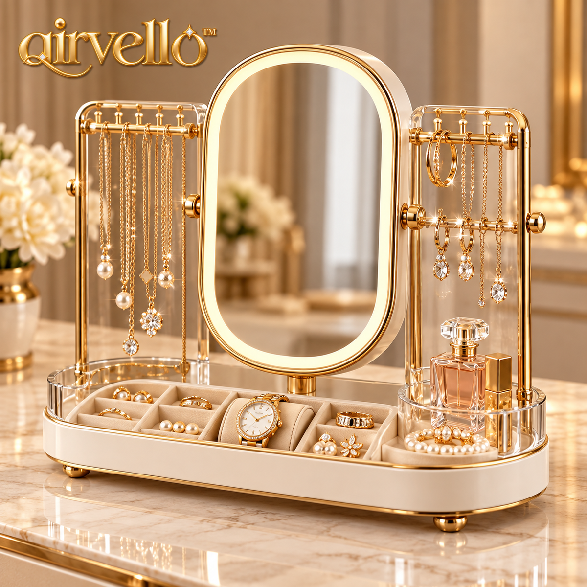 Vanity Jewelry Organizer with Mirror — view 1