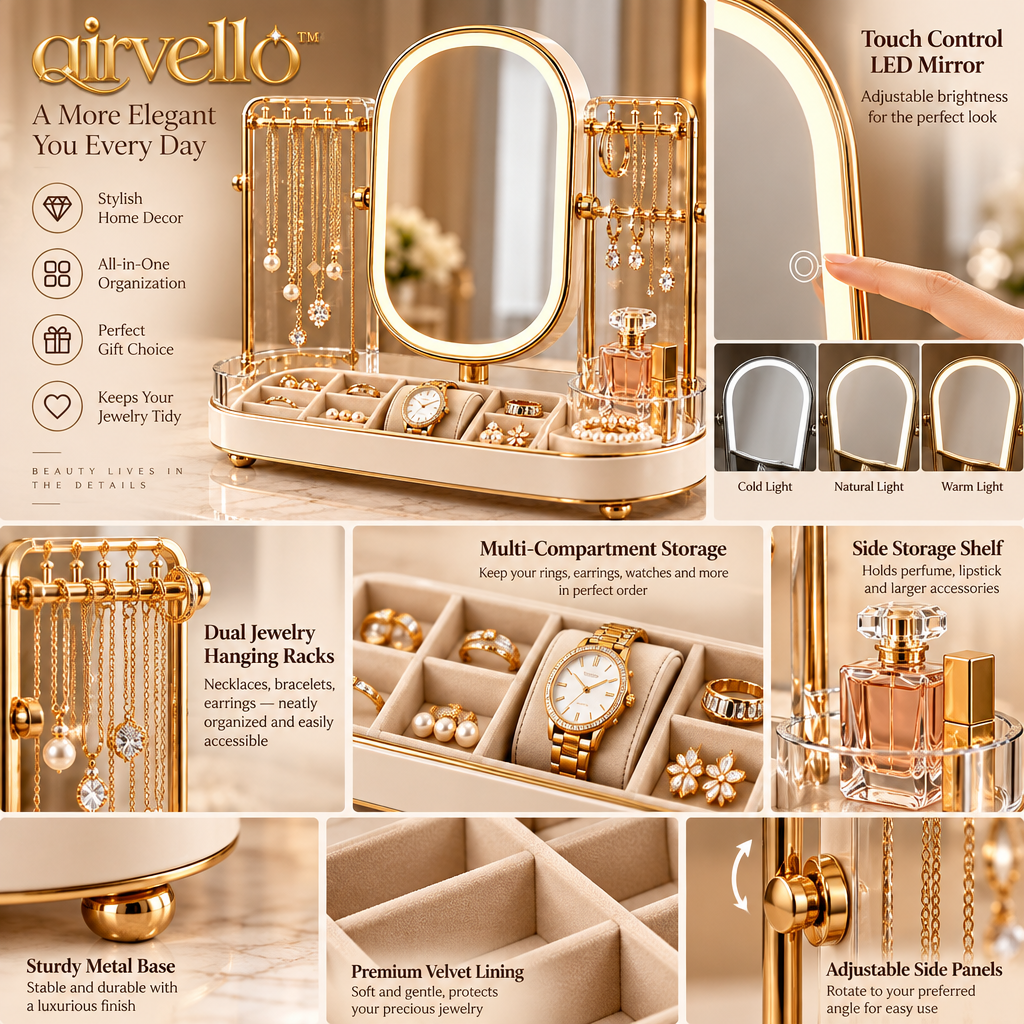 Vanity Jewelry Organizer with Mirror — view 2