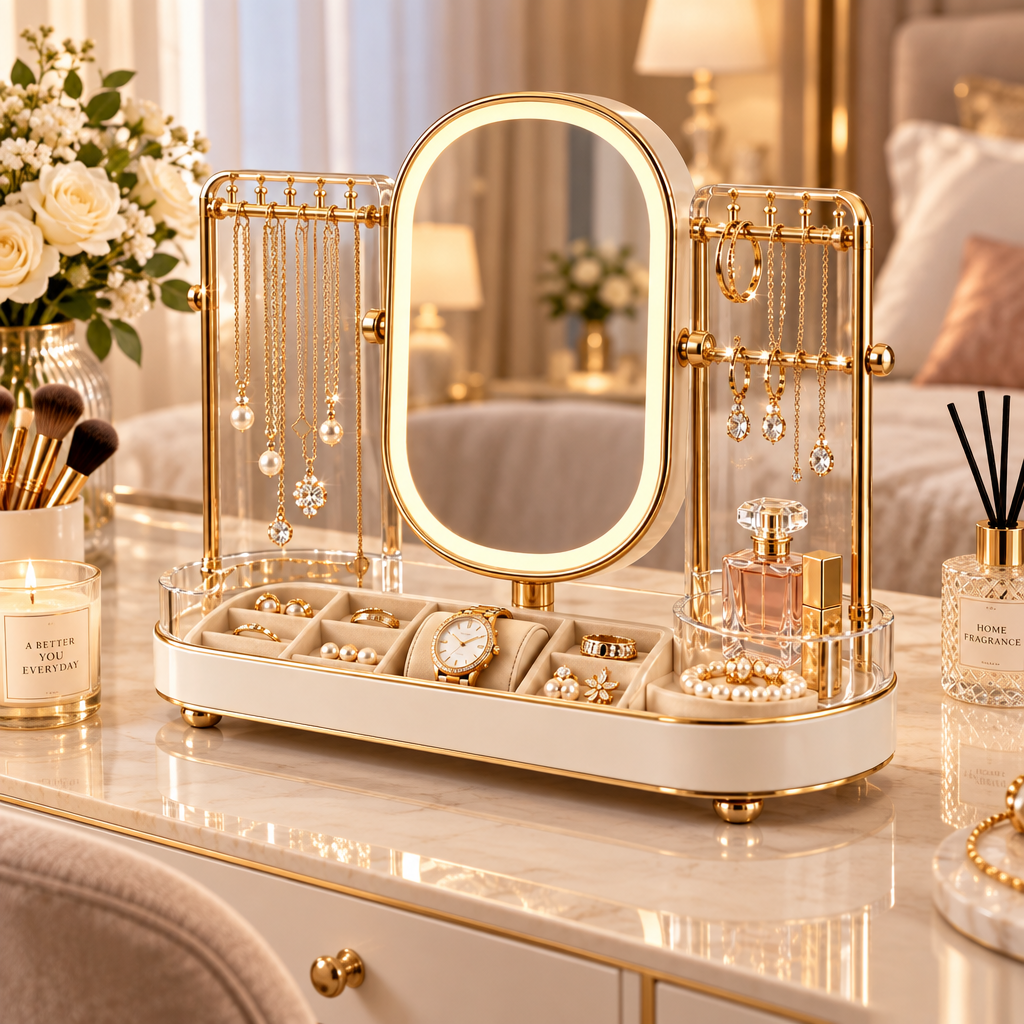 Vanity Jewelry Organizer with Mirror — view 4